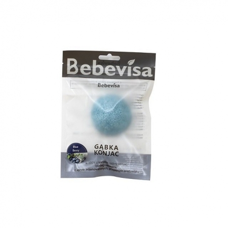 BEBEVISA Gąbka Konjac do twarzy BORÓWKA 6,3-8cm średnicy